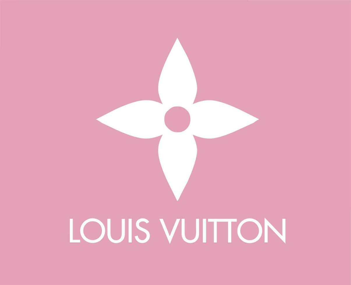 Louis vuitton marque logo mode blanc avec Nom conception symbole vêtements vecteur illustration avec rose Contexte