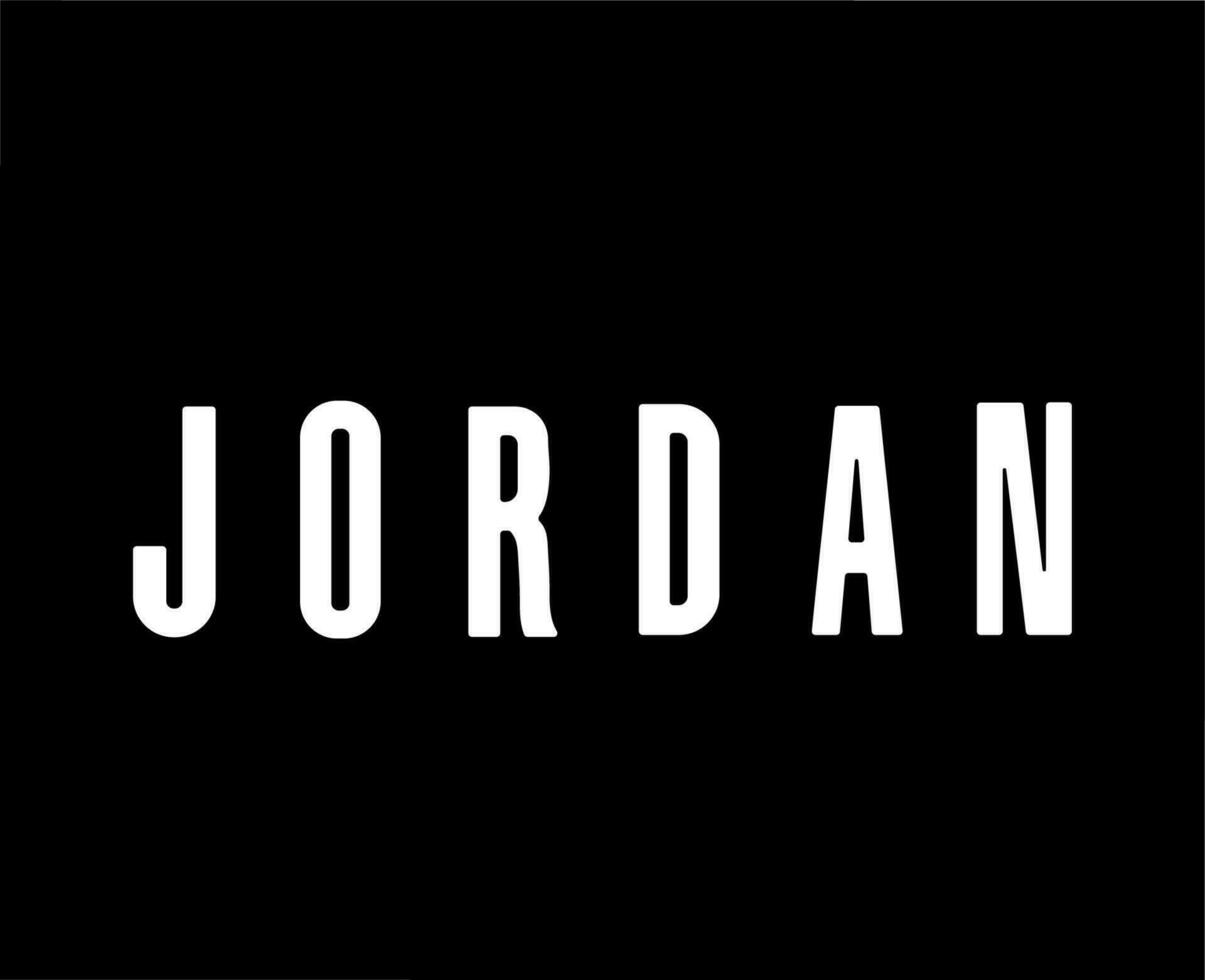 Jordan marque logo Nom blanc symbole conception vêtements vêtement de sport vecteur illustration avec noir Contexte