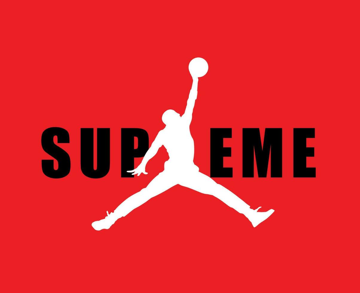 suprême Jordan logo marque symbole vêtements conception icône abstrait vecteur illustration avec rouge Contexte