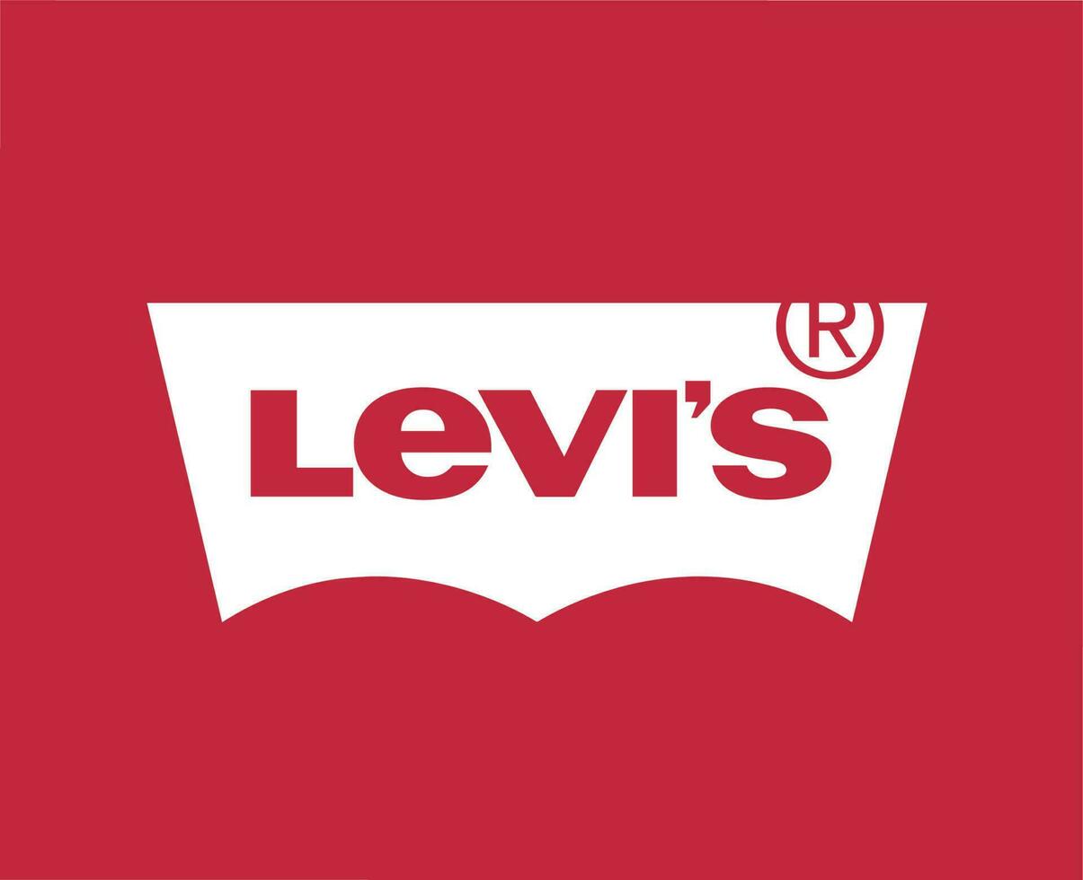 Lévi's marque vêtements logo blanc symbole conception mode vecteur illustration avec rouge Contexte