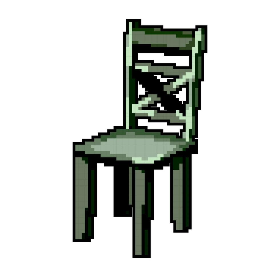 pièce en bois chaise Jeu pixel art vecteur illustration