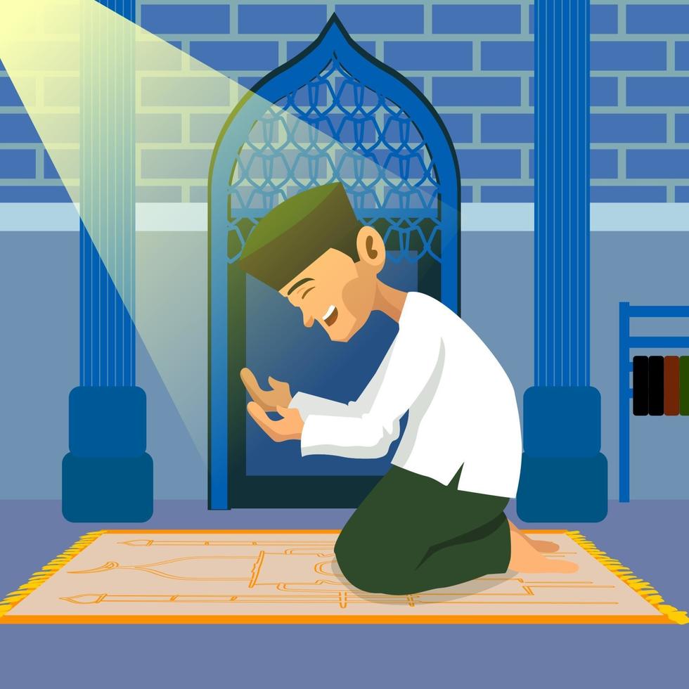 les musulmans prient dans la mosquée vecteur