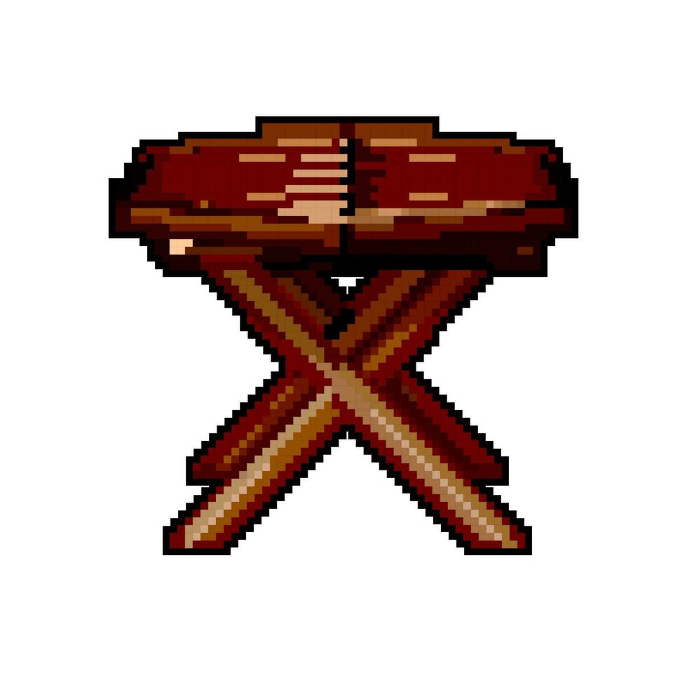 en bois pliant table Jeu pixel art vecteur illustration