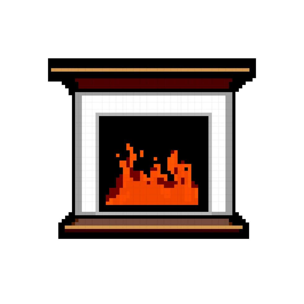brûlant cheminée Jeu pixel art vecteur illustration