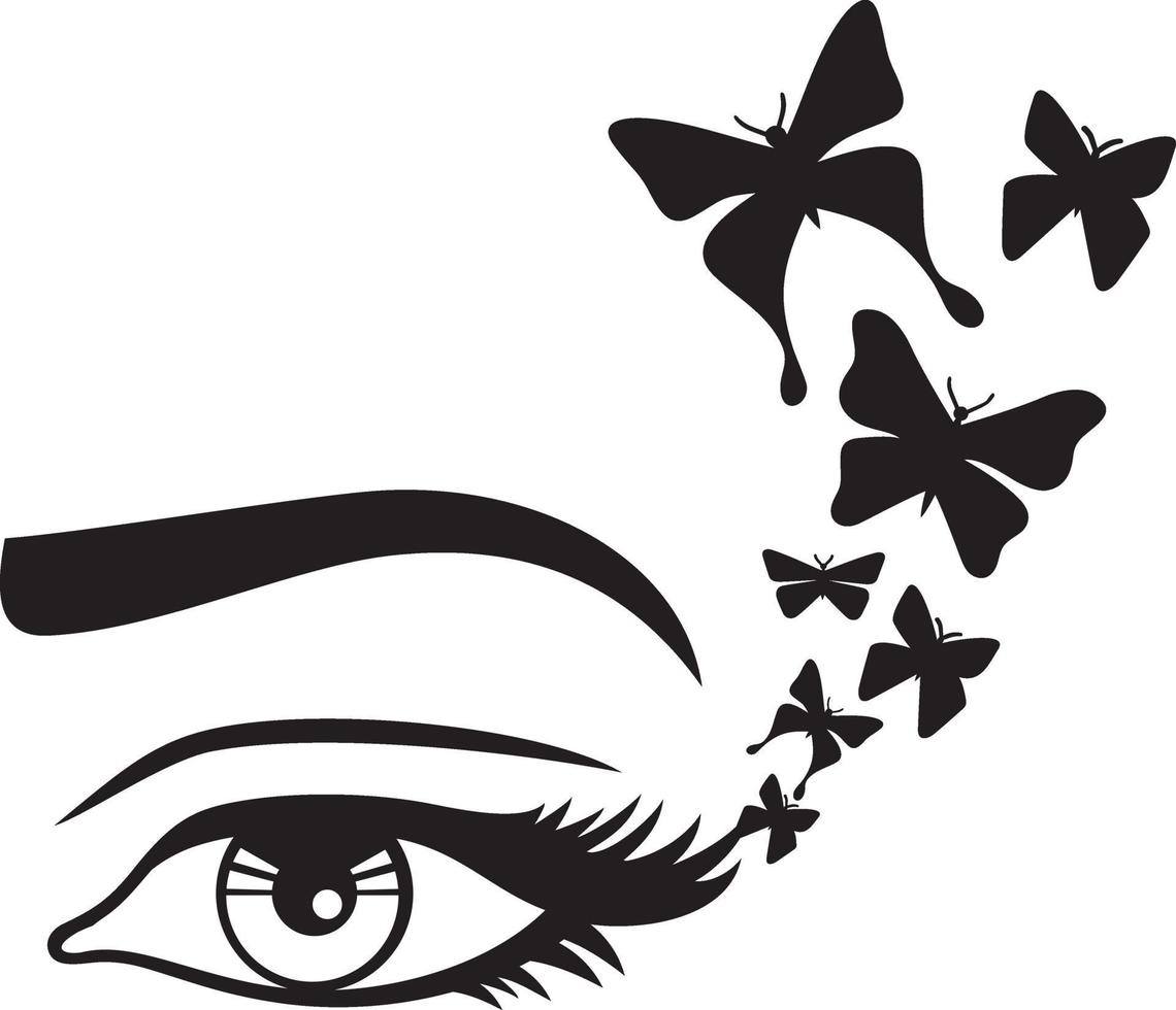 oeil de femme et papillon vecteur