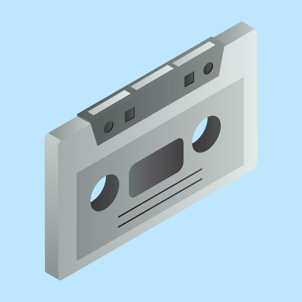 isométrique cassette élément dans gris couleur. vecteur