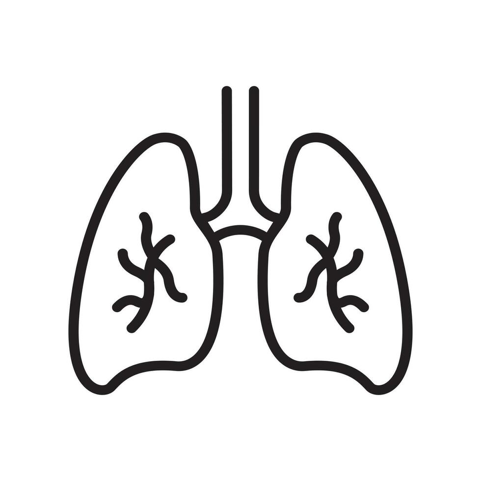 poumons main tiré ligne icône isolé vecteur illustration