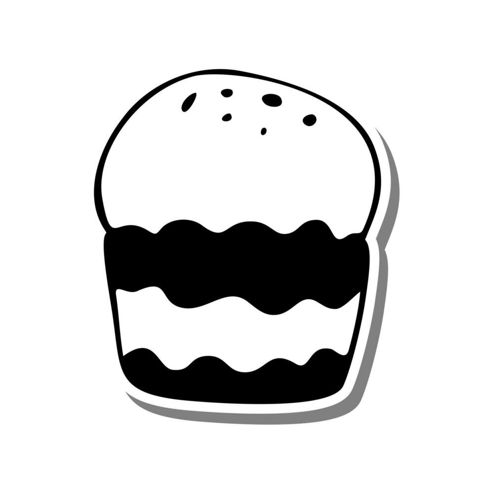 monochrome pain petit gâteau sur blanc silhouette et gris ombre. vecteur illustration pour décoration ou tout conception.