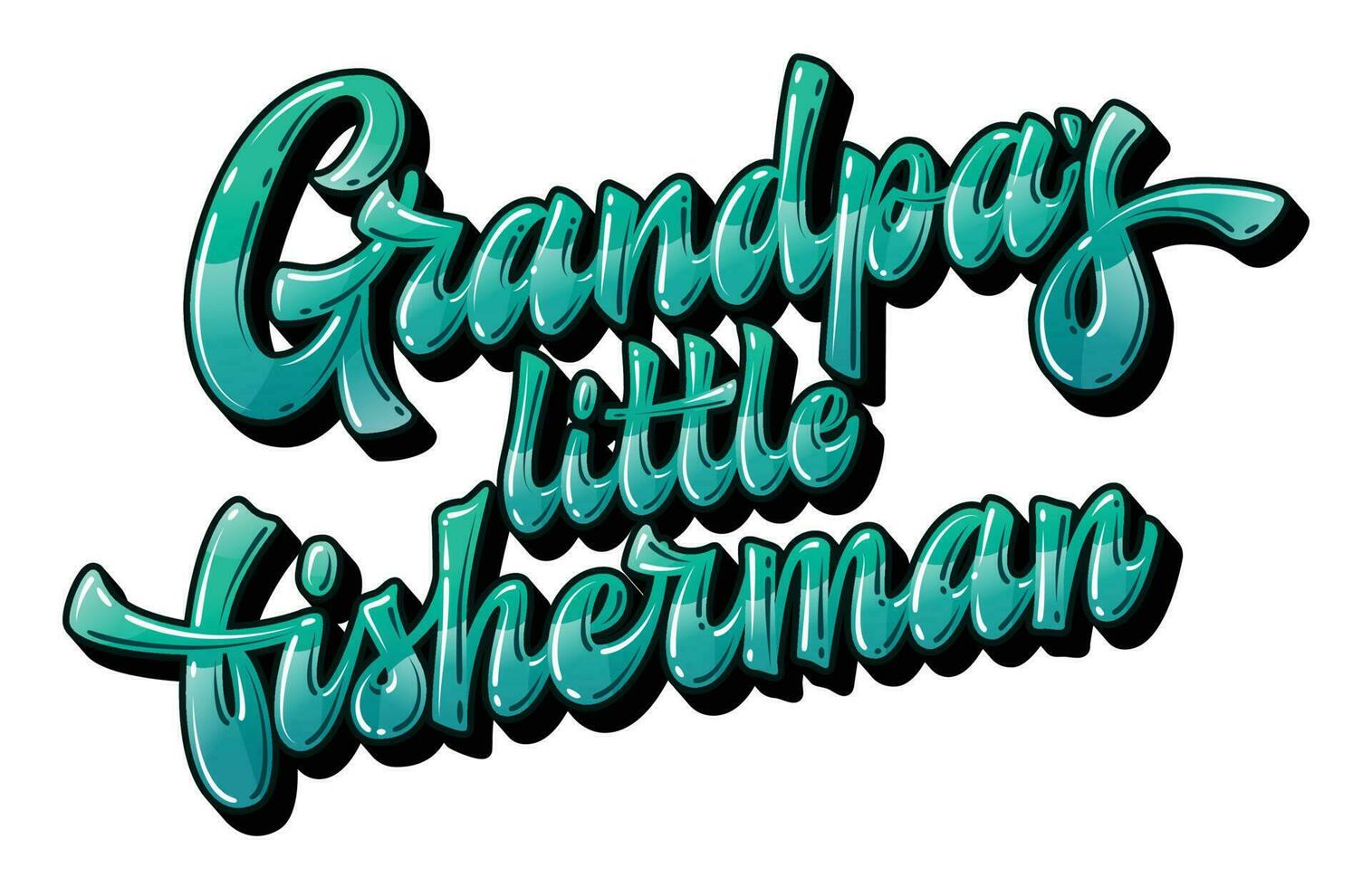 vecteur brillant moderne main tiré caractères phrase - grand-père peu pêcheur.