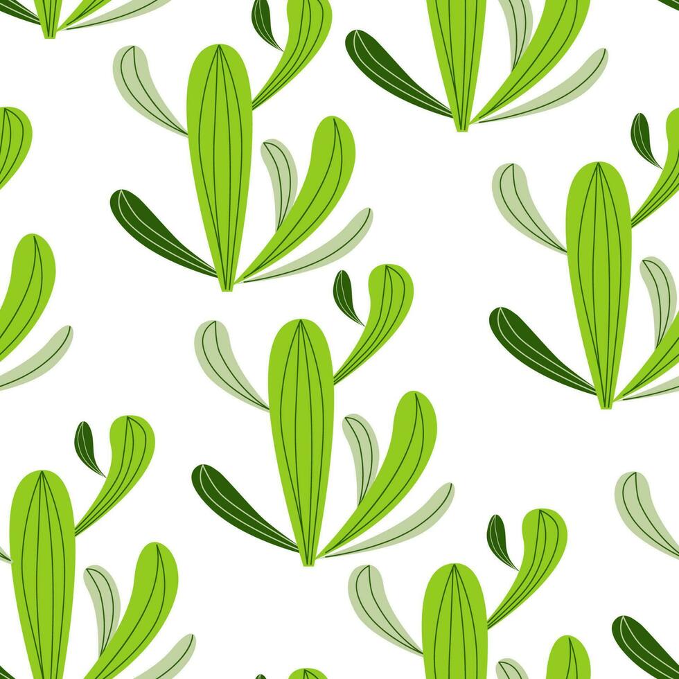 mignonne cactus sans couture modèle avec cœurs dans vert blanc couleurs. vecteur marrant la nature Contexte. mexicain mode cactus conception fond d'écran emballage couverture bannière textile tissu en tissu Naturel cactus modèle