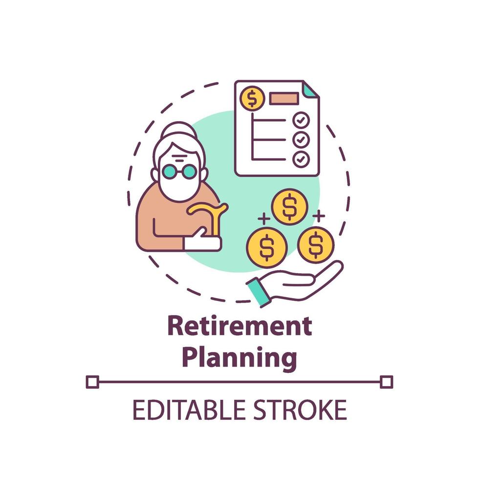 icône de concept de planification de la retraite vecteur