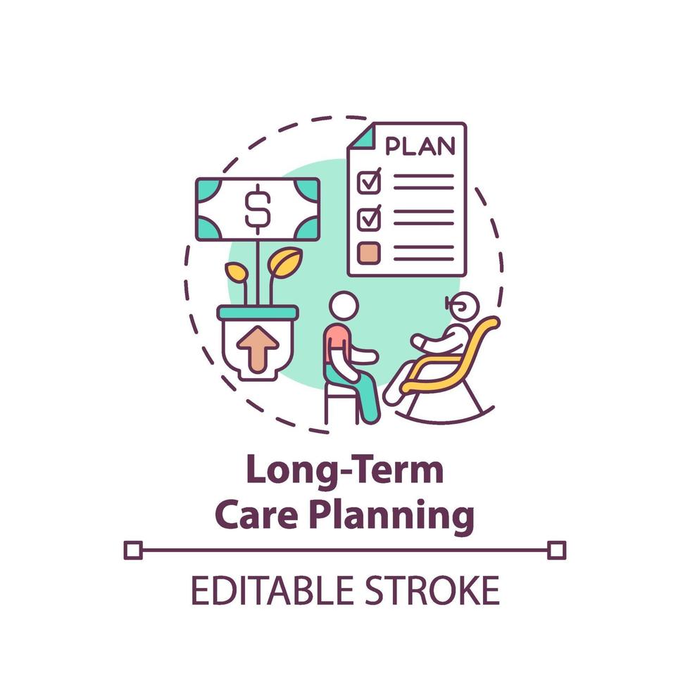 icône de concept de planification des soins de longue durée vecteur
