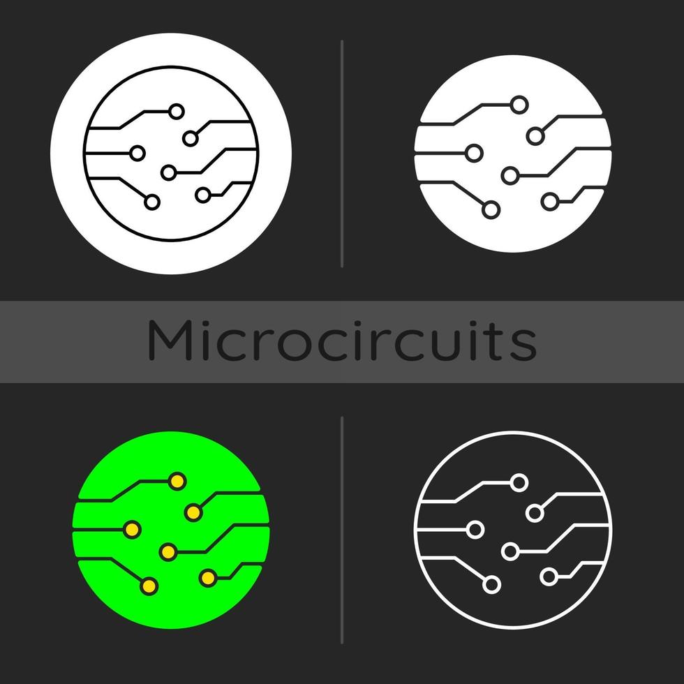 icône de thème sombre de connecteurs de carte de circuit imprimé vecteur