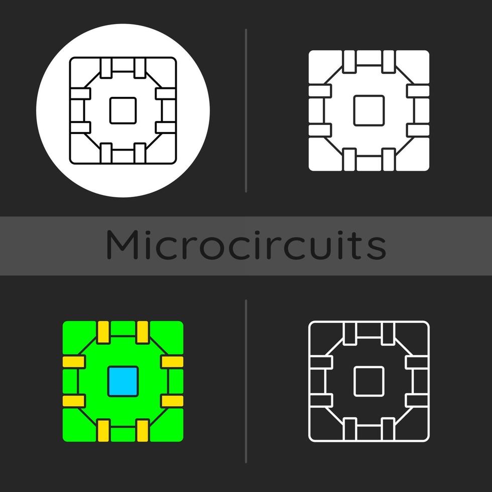 icône de thème sombre de circuit imprimé vecteur
