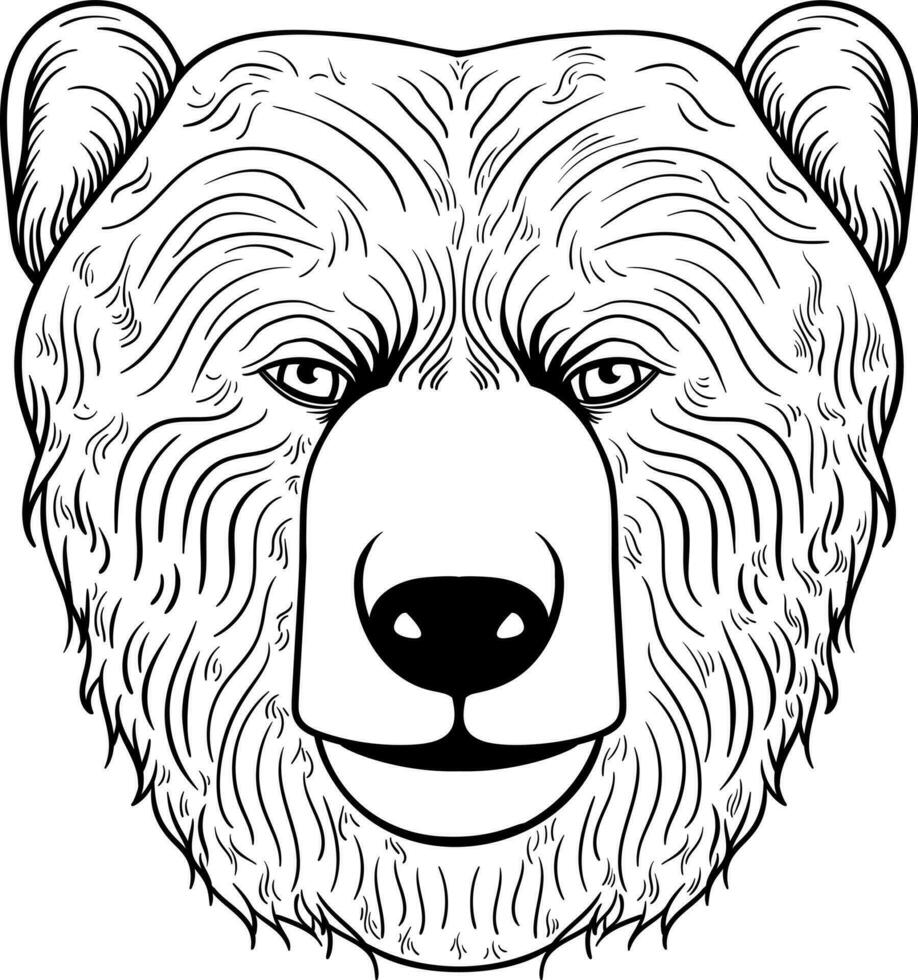 vecteur ours isolé sur blanc Contexte. furieux ours diriger. ours silhouette. tatouage art style.
