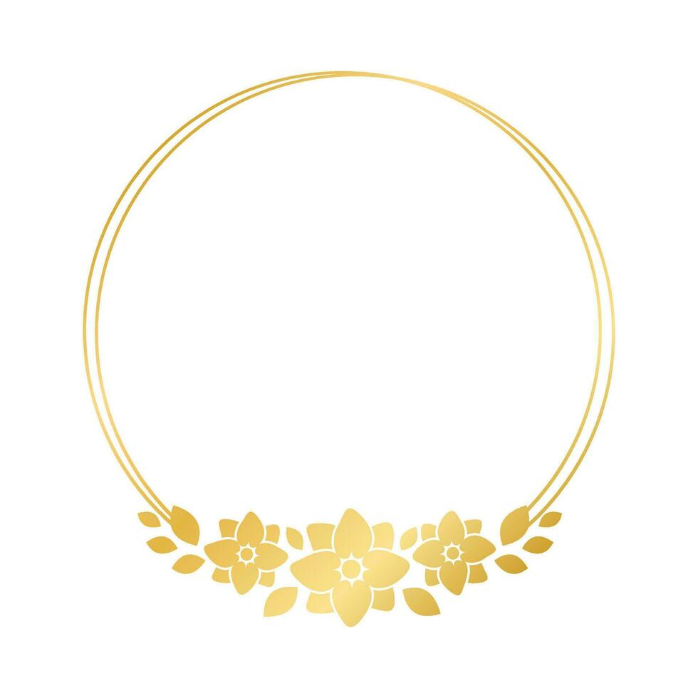 rond or floral Cadre modèle. luxe d'or Cadre frontière pour inviter, mariage, certificat. vecteur art avec fleurs et feuilles.