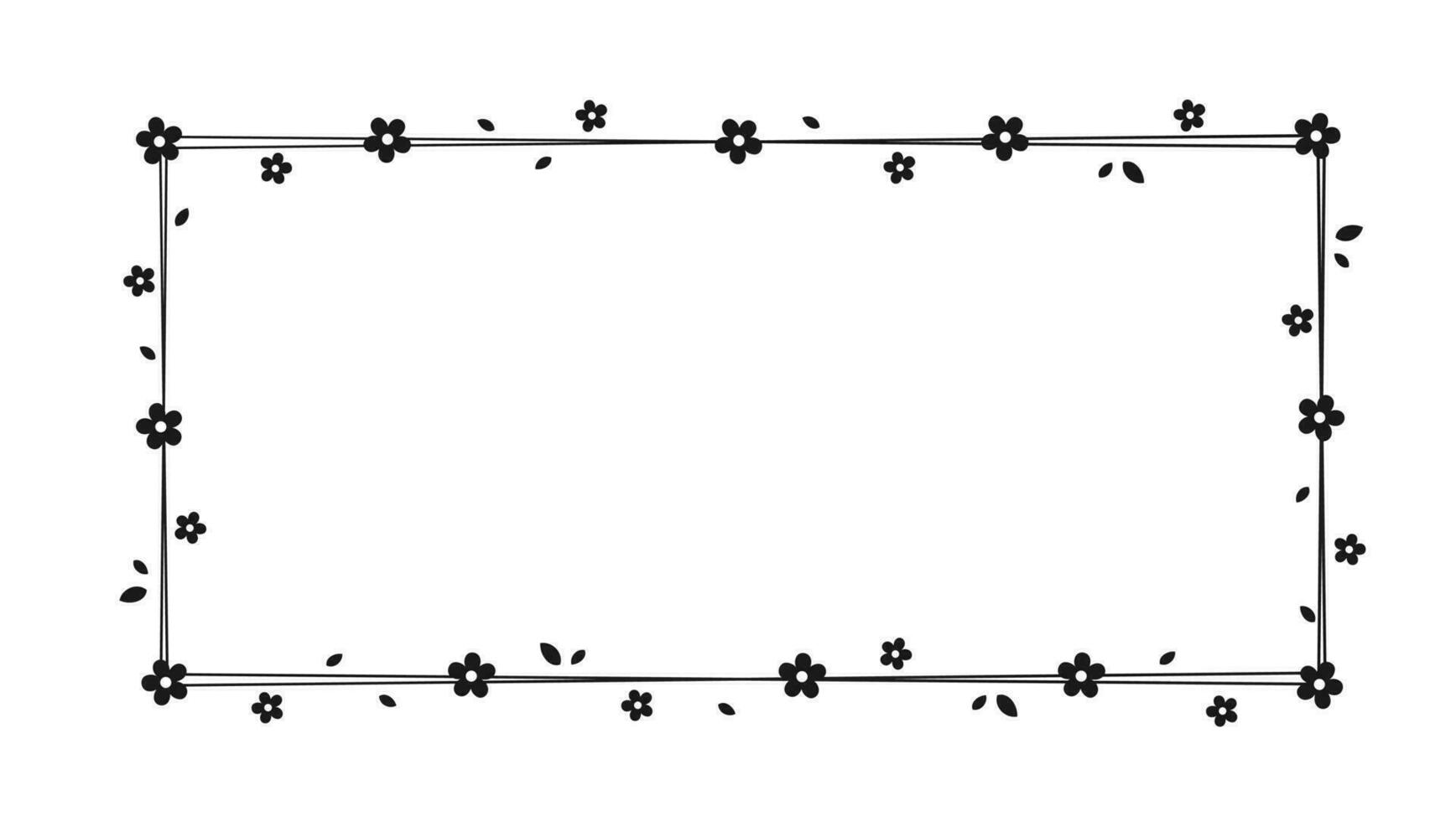 rectangle floral Cadre silhouette griffonnage. botanique frontière modèle, fleurir conception élément pour mariage, salutation carte. vecteur