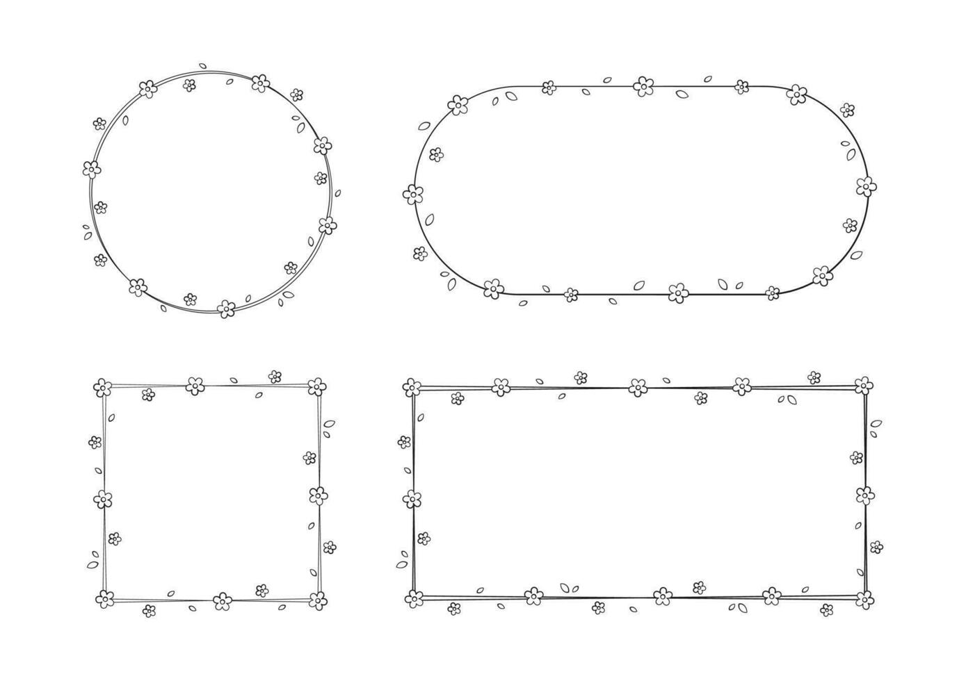 floral Cadre contour griffonnage ensemble. printemps frontière modèle, fleurir conception élément pour mariage, salutation carte. vecteur
