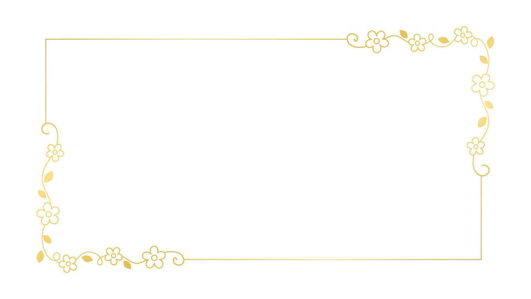 or floral rectangle Cadre. Facile ligne frontière, feuilles et fleurs, mariage invitation et cartes, logo conception et affiches modèle. élégant minimal style floral vecteur isolé