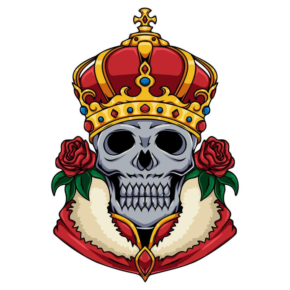 illustration de Roi Humain crâne personnage portant couronne vecteur