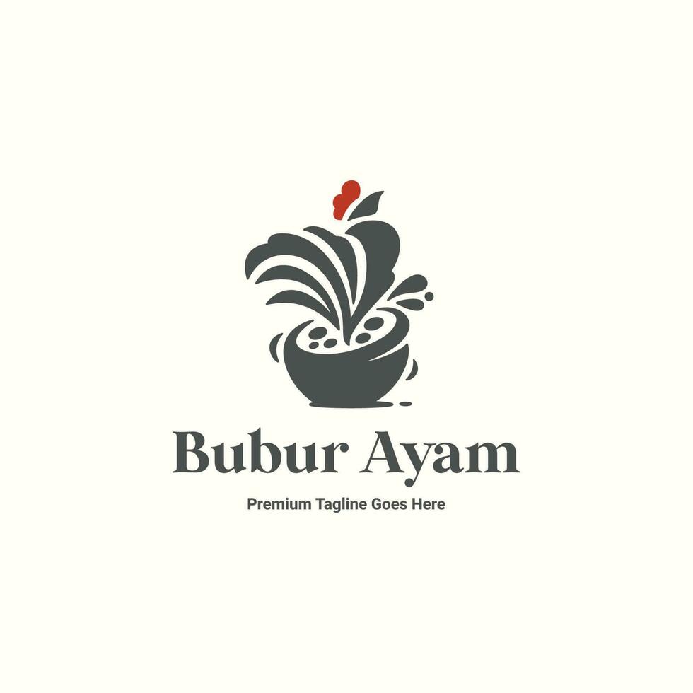 poulet soupe bol rustique logo, poulet nourriture logo pour restaurant vecteur