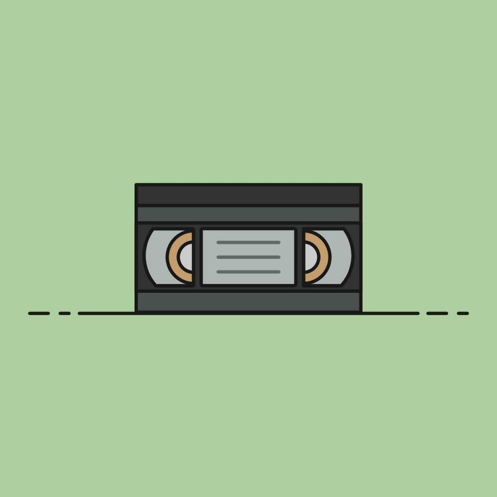 minimaliste illustration de vhs vidéo cassette ruban plat icône rétro technologie Années 90 Années 80 nostalgie souvenirs vecteur