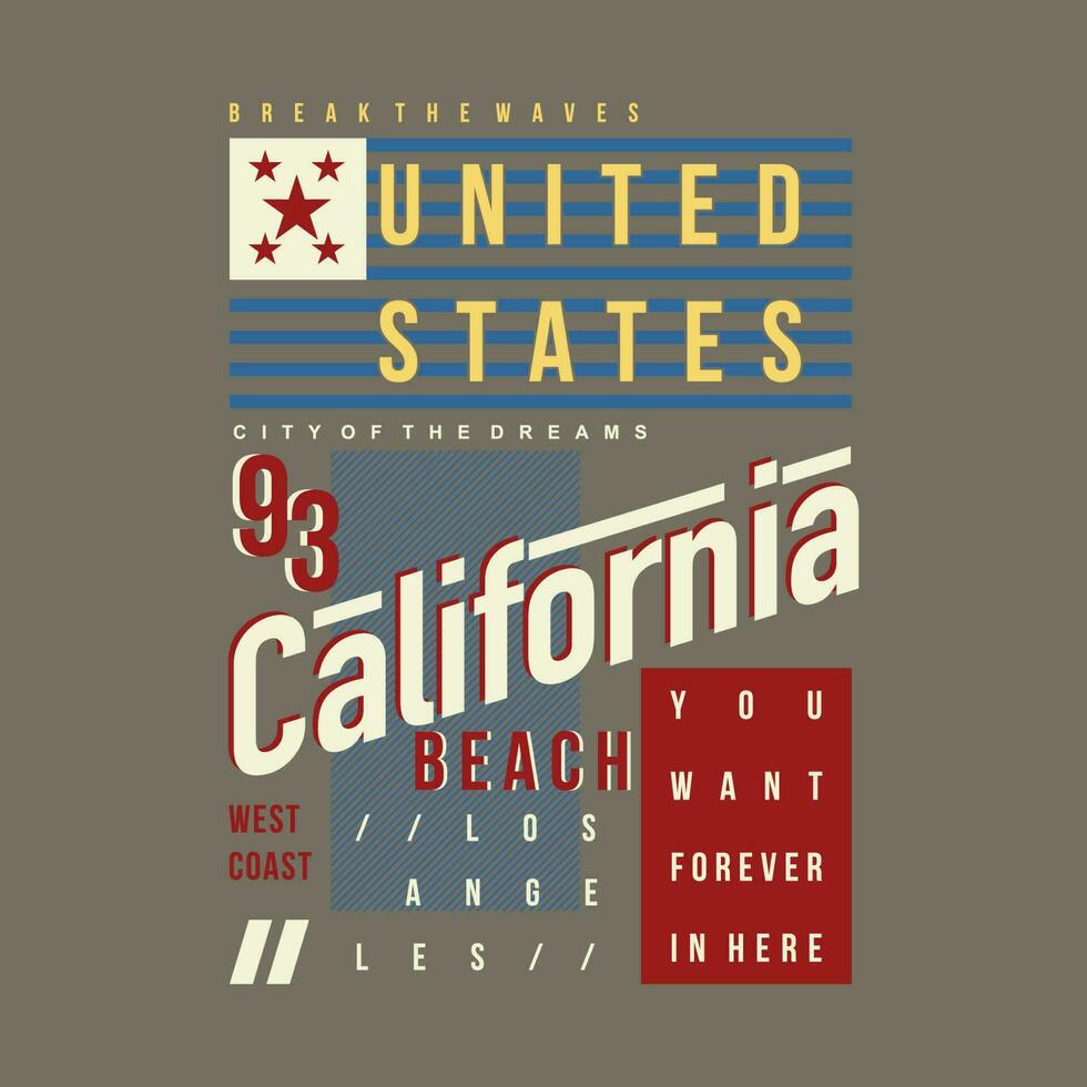 Californie uni États texte Cadre caractères graphique typographie vecteur t chemise
