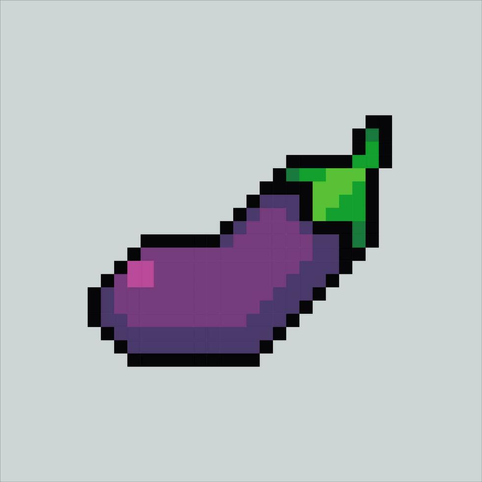 pixel art aubergine. aubergine des légumes pixélisé conception pour logo, la toile, mobile application, badges et patchs. vidéo Jeu lutin. 8 bits. isolé vecteur illustration.