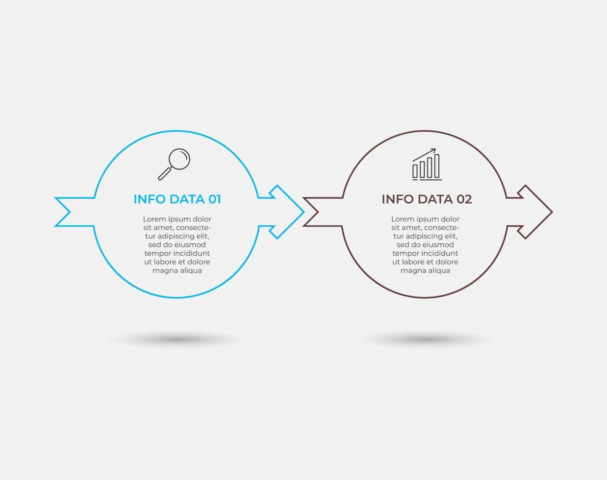 chronologie du modèle infographie entreprise minimale avec options en 2 étapes et icônes marketing vecteur