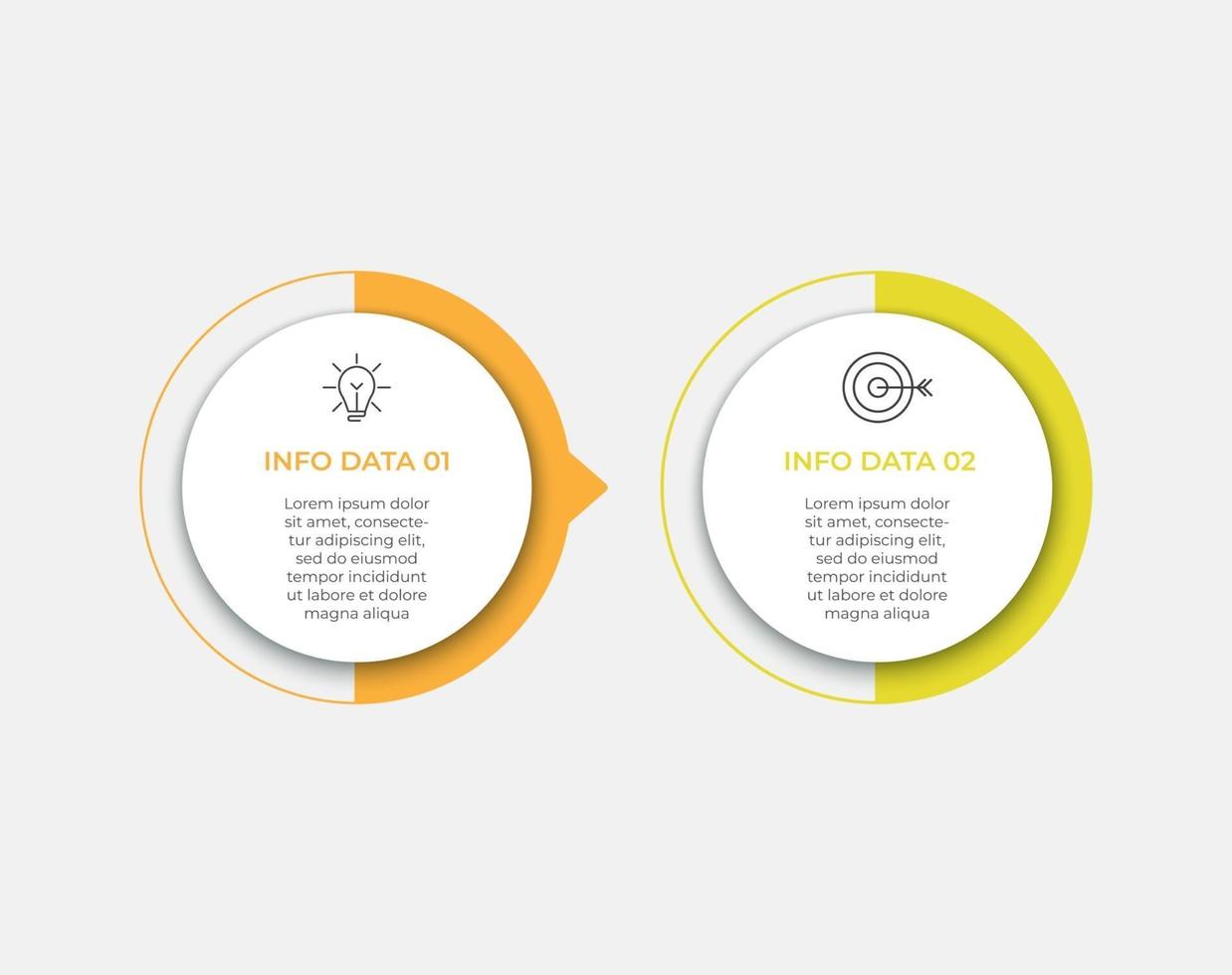 chronologie du modèle infographie entreprise minimale avec options en 2 étapes et icônes marketing vecteur