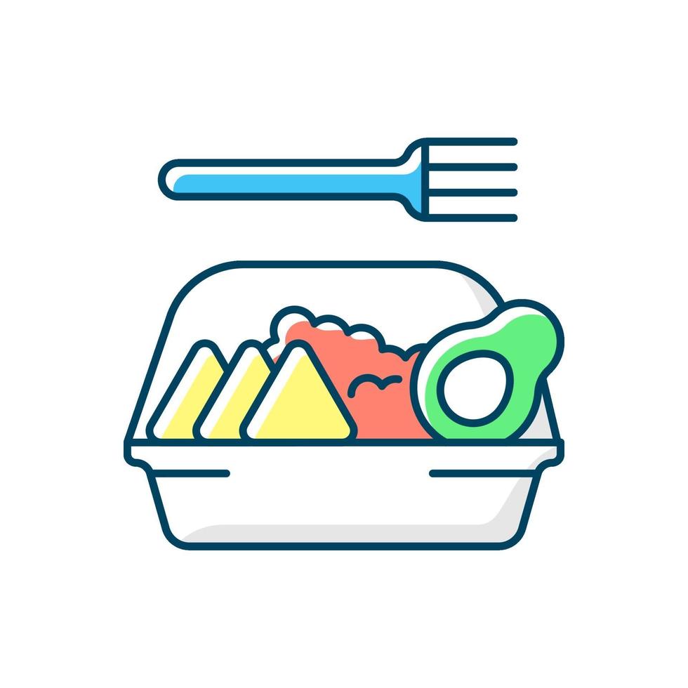 icône de couleur rvb de repas de style familial à emporter vecteur