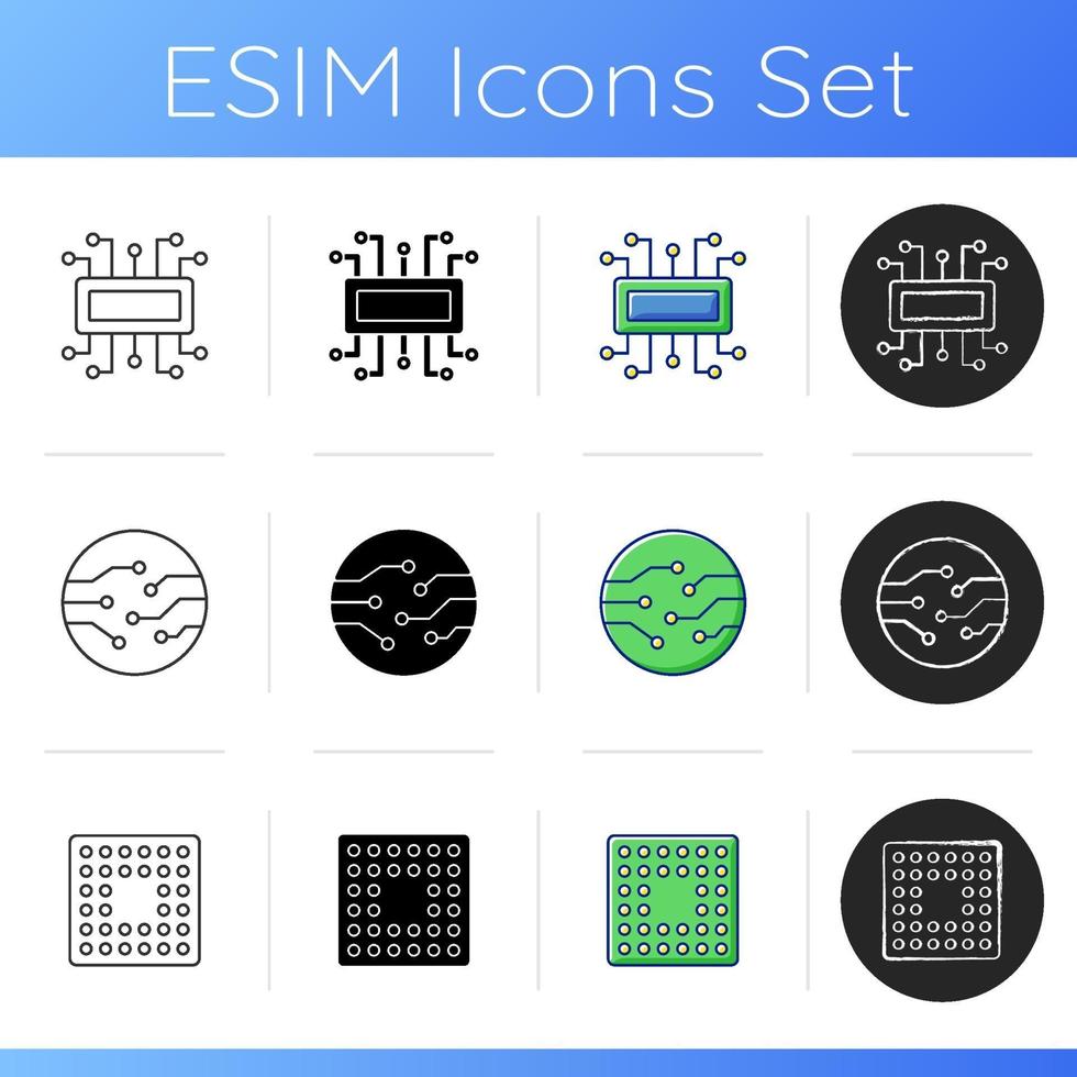 jeu d & # 39; icônes de microcircuits vecteur