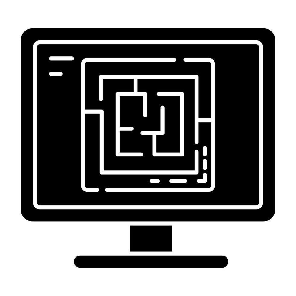 branché conception icône de labyrinthe ordinateur Jeu vecteur