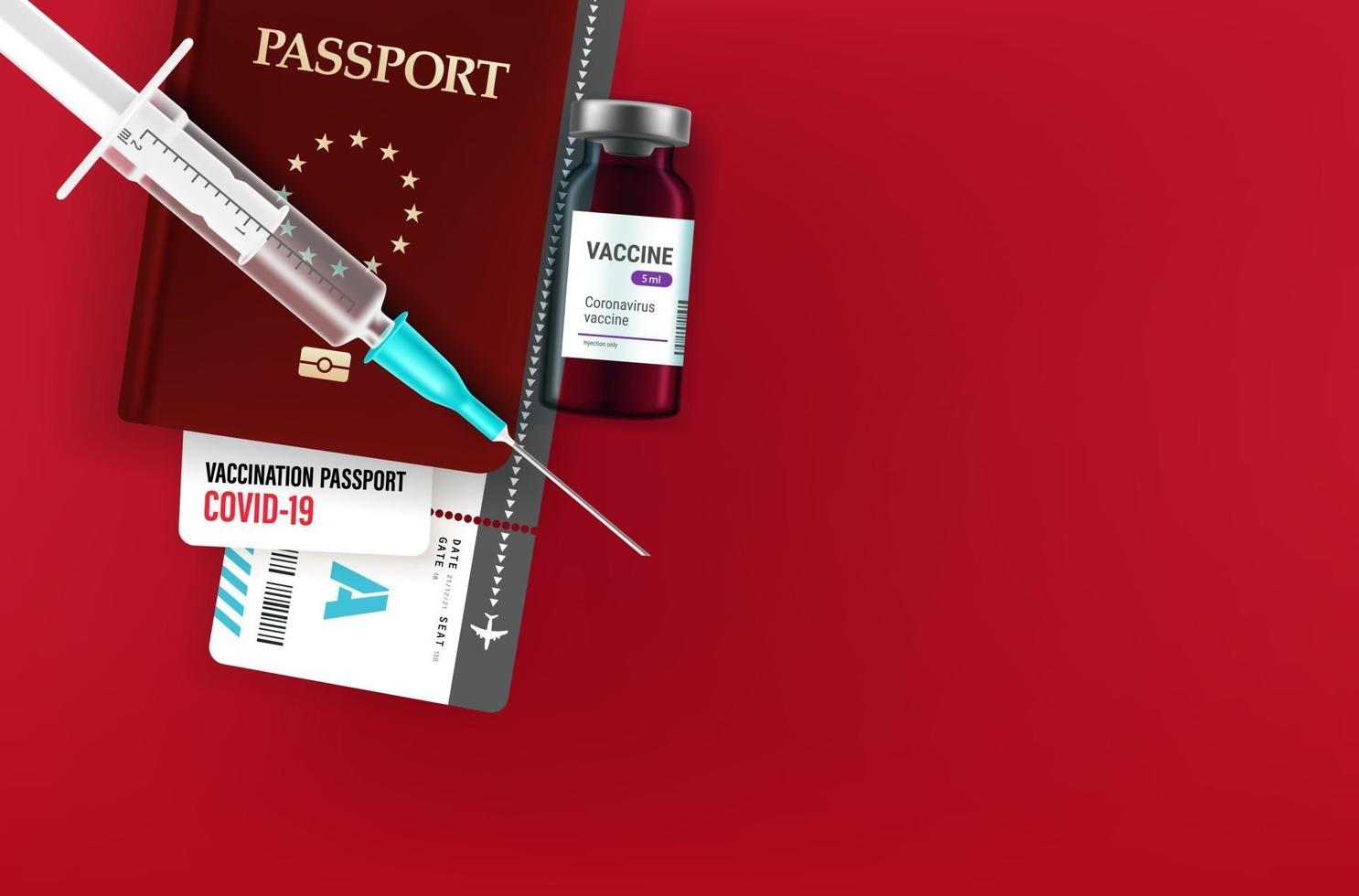 concept de passeport de vaccination avec espace copie vecteur