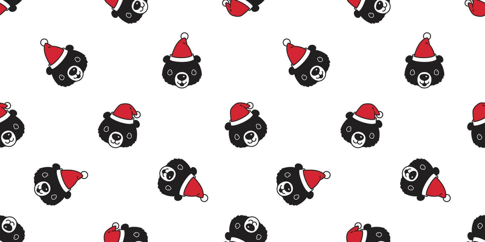 ours sans couture modèle vecteur Noël polaire ours Père Noël claus chapeau écharpe isolé dessin animé illustration répéter fond d'écran tuile Contexte noir