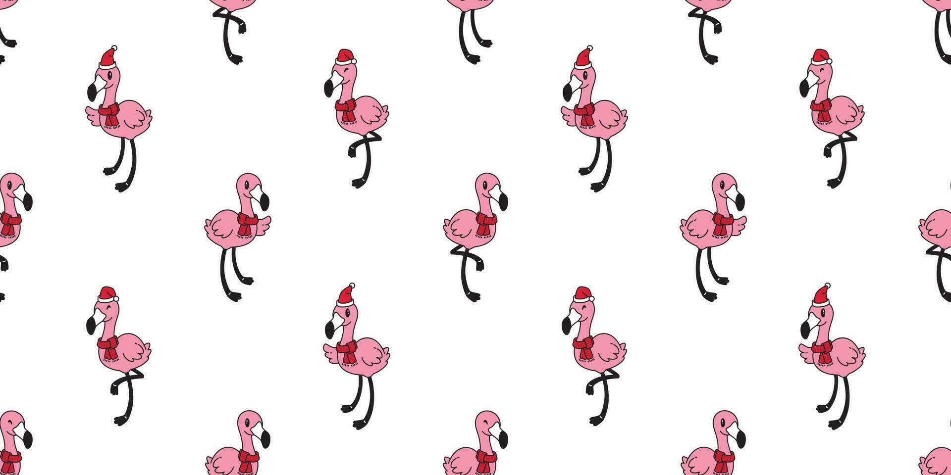 flamant sans couture modèle vecteur Noël Père Noël claus chapeau Noël rose flamants roses exotique oiseau tropical écharpe isolé dessin animé illustration tuile Contexte répéter fond d'écran