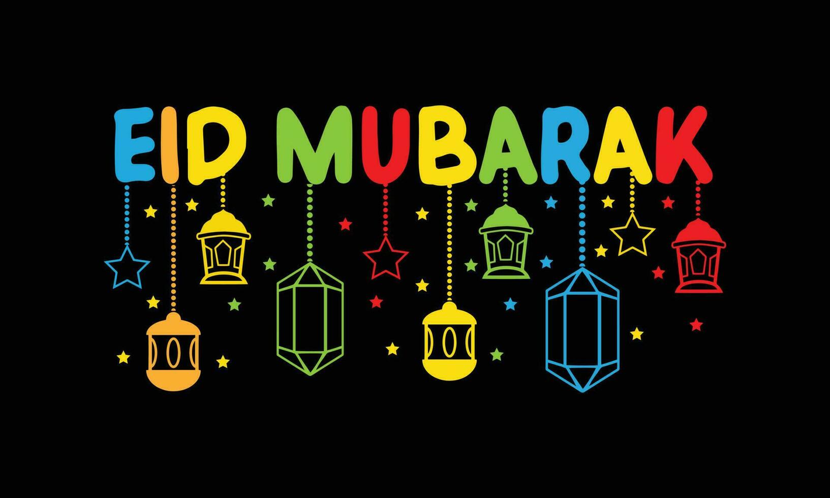 eid mubarak typographie et calligraphie. eid ul fitr, eid ul-adha. religieux vacances sont célèbre par les musulmans mondial. Créatif idée, concept conception eid moubarak. coloré vecteur Contexte T-shirt