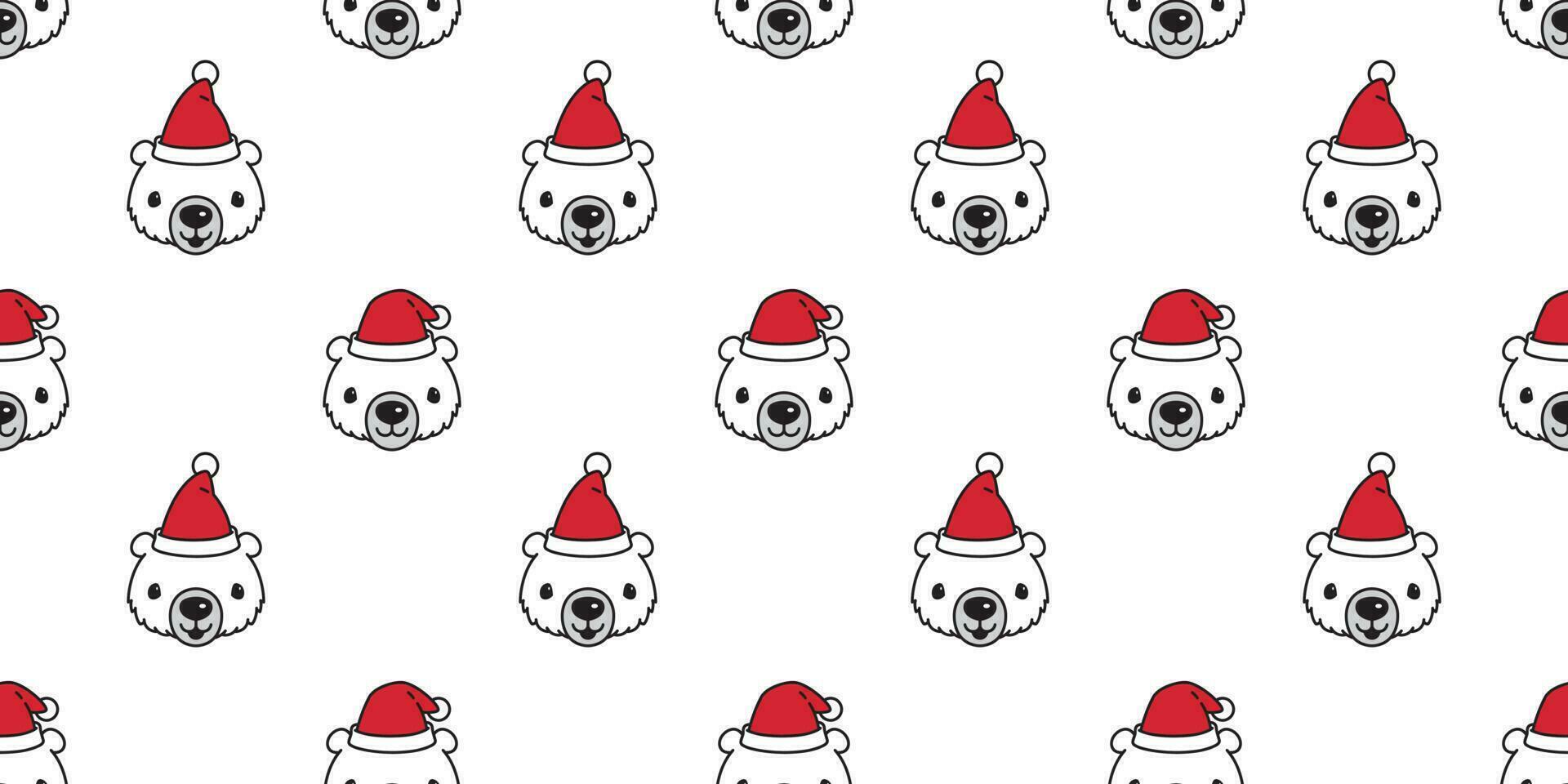 ours sans couture modèle vecteur Noël polaire ours Père Noël claus chapeau écharpe isolé dessin animé illustration répéter fond d'écran tuile Contexte