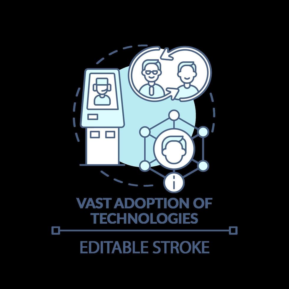 vaste adoption de l'icône de concept de technologies turquoise vecteur