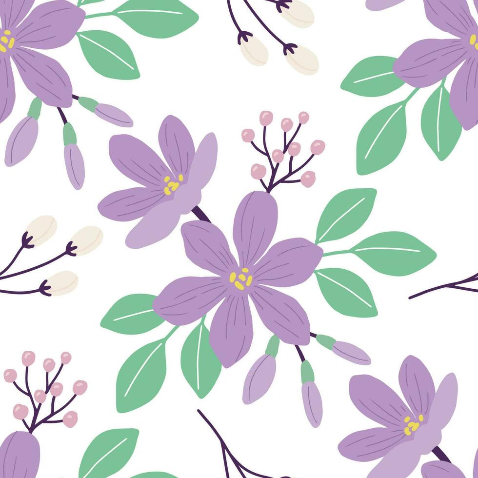 branché violet fleur sans couture motifs. cool abstrait et floral conception. pour mode tissus, des gamins vêtements, Accueil décor, matelassage, tee-shirts, cartes et modèles, album et autre numérique Besoins vecteur