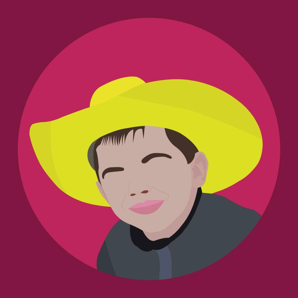 Jaune casquette mignonne garçon avatar art travail. vecteur