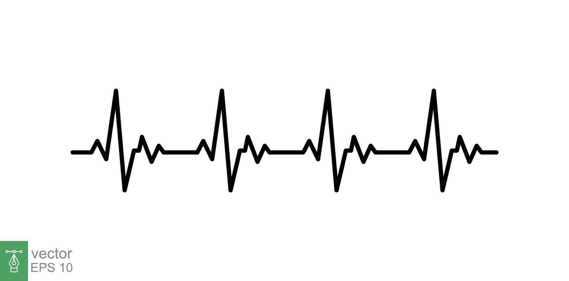 cœur cardiogramme icône. Facile contour style. battement de coeur, impulsion, ECG, ECG, électrocardiogramme, médical concept. mince ligne symbole. vecteur illustration isolé sur blanc Contexte. eps dix.