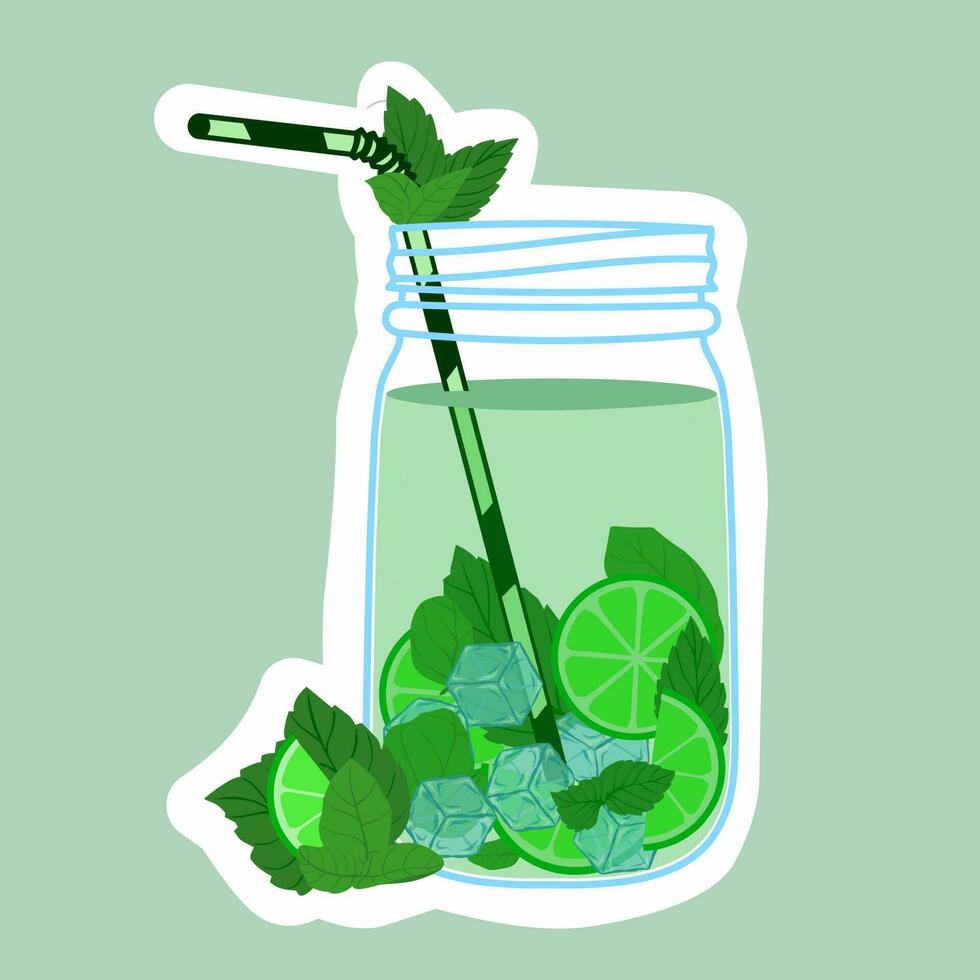 frais limonade avec basilic et menthe, dans verre bouteille et cruche. infusé l'eau et rafraîchissement boisson concept. isolé vecteur illustration.