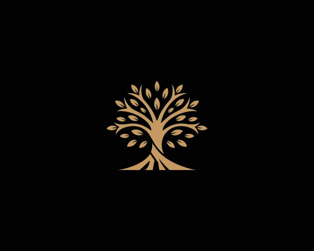 Naturel d'or arbre jardin plante logo icône modèle conception vecteur concept illustration.