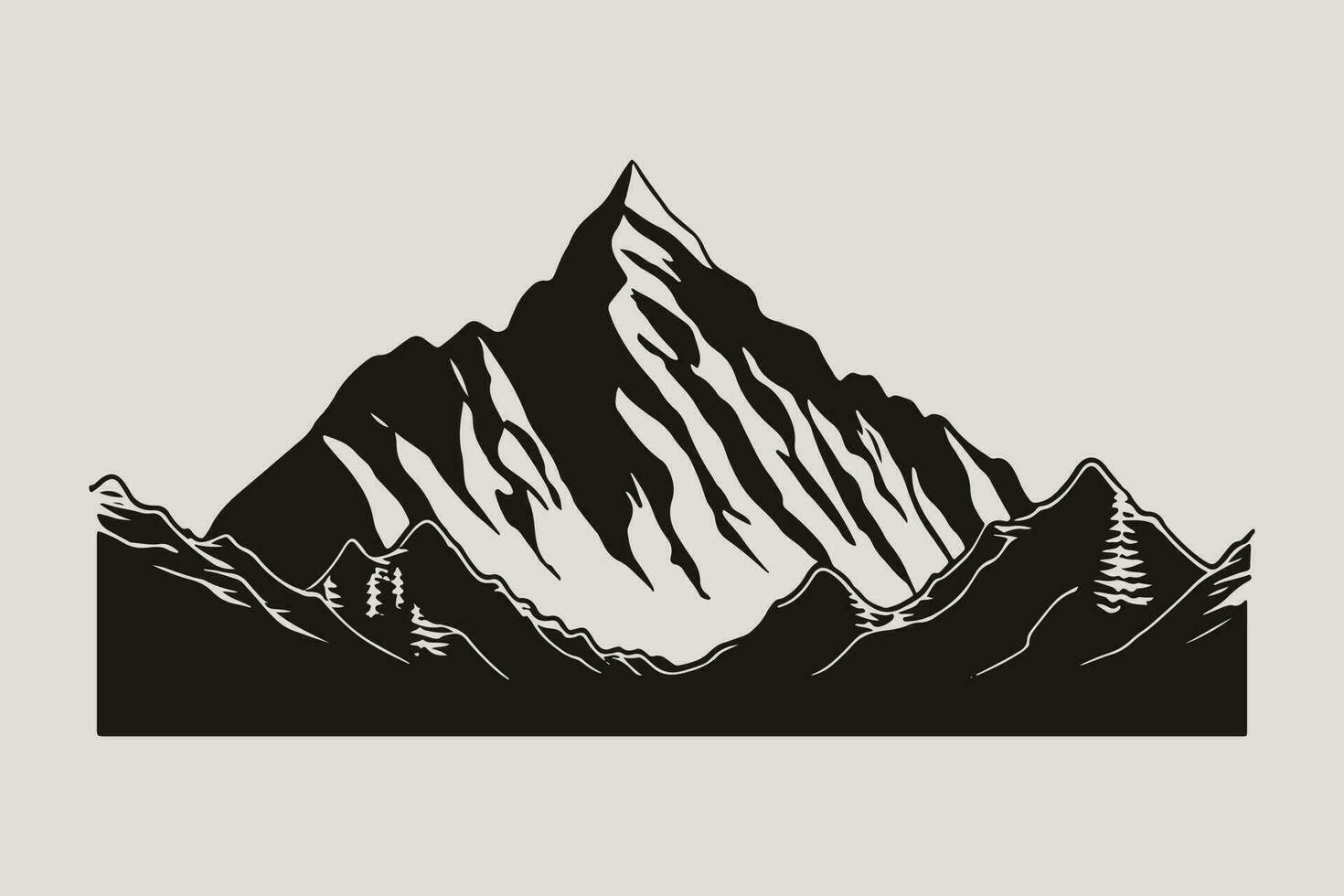Montagne vecteur, Montagne silhouette, assorti Montagne arbre vecteur, main tiré Montagne vecteur, Montagne icône des illustrations vecteur