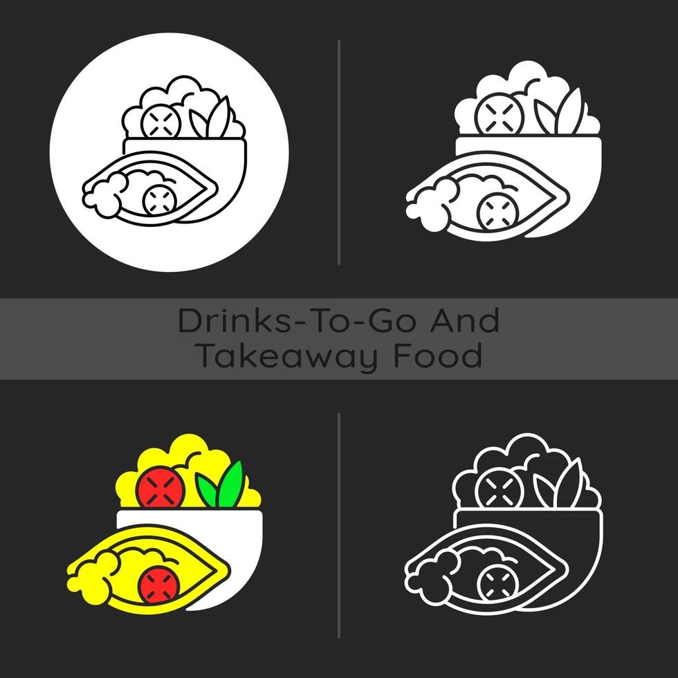 icône de thème sombre bol burrito vecteur