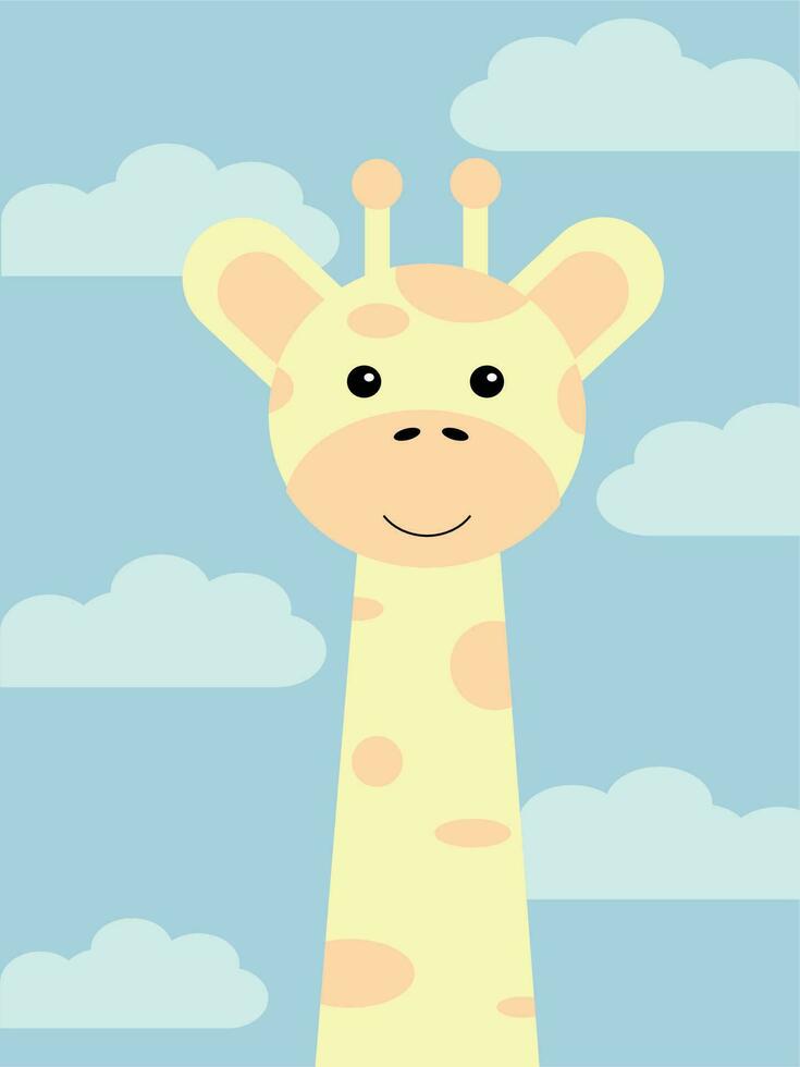 mignonne bébé girafe pour carte, modèle vecteur