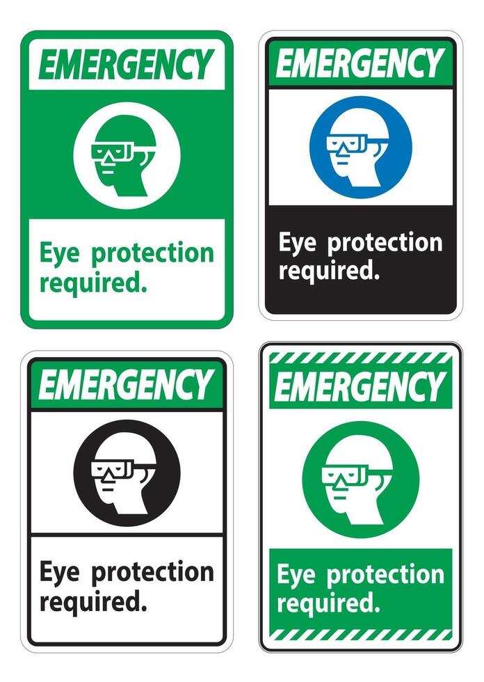 Protection des yeux signe d'urgence symbole requis isoler sur fond blanc vecteur