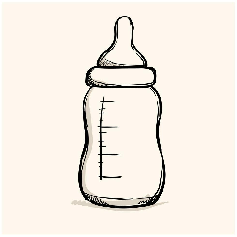 bébé bouteille sucette griffonnage vecteur icône