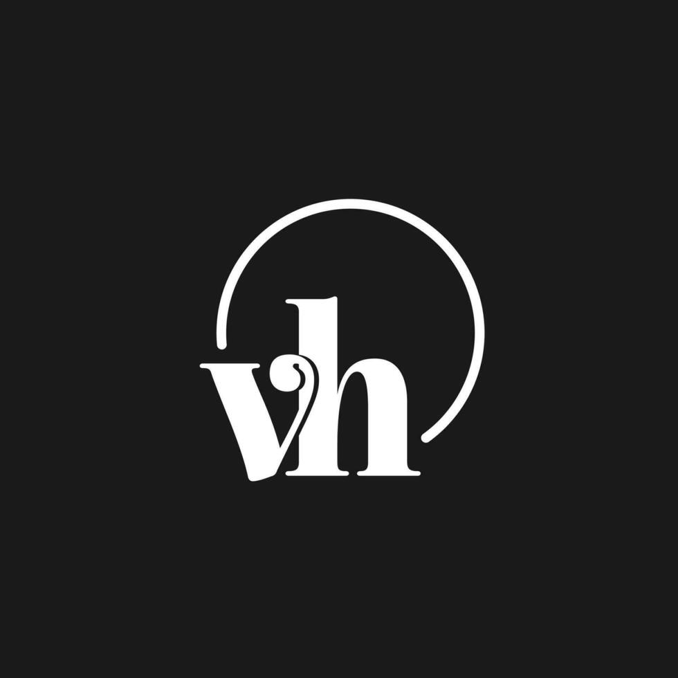 vh logo initiales monogramme avec circulaire lignes, minimaliste et nettoyer logo conception, Facile mais chic style vecteur